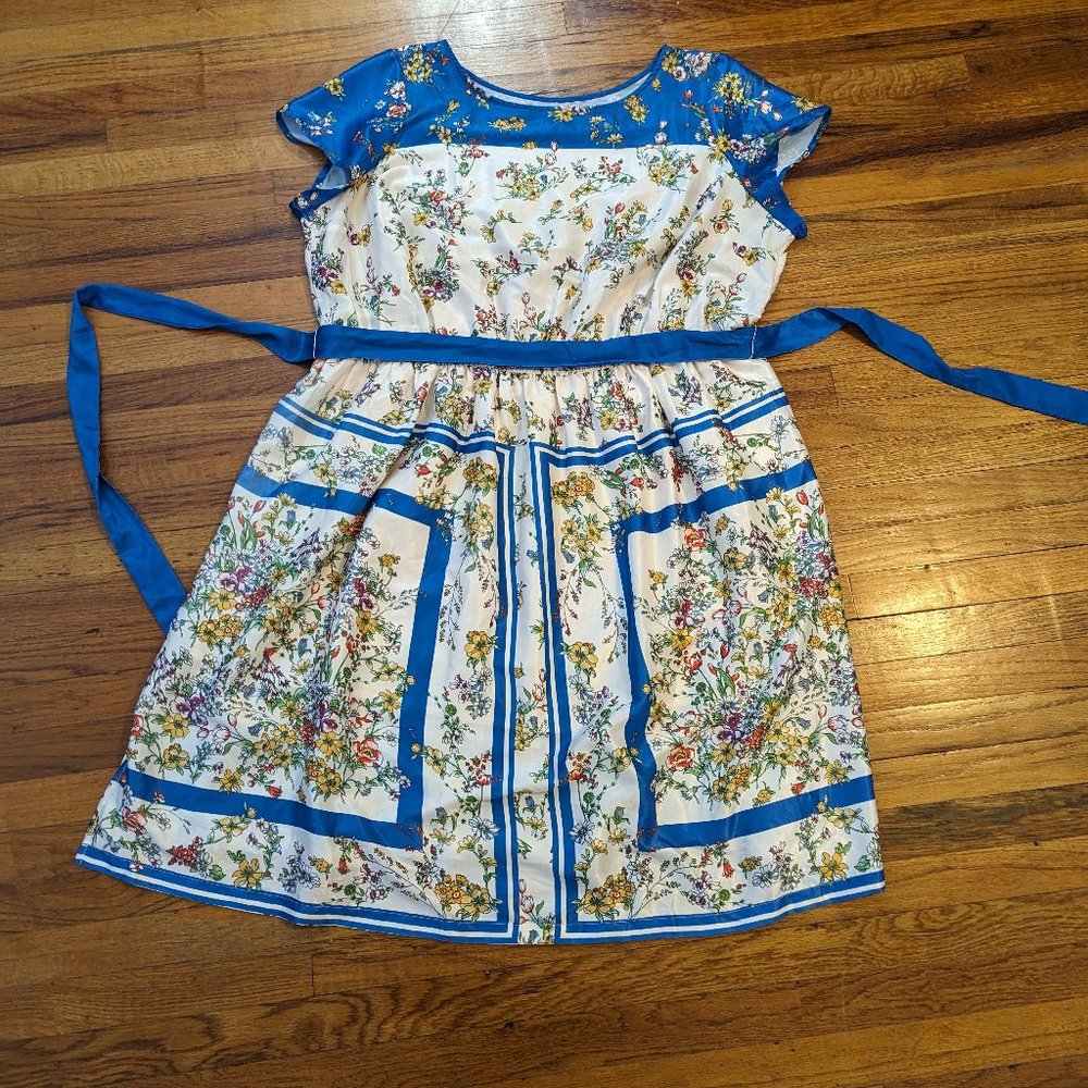 ModCloth Blue and White Sunlit Reverie Floral Dress 3X